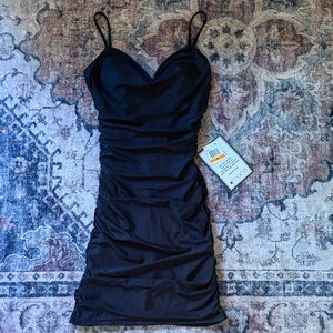 B.Darlin Black Ruched Bodycon Dress